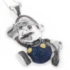 Custom Super Mario Real Diamond Pendant In Silver 2.5ct