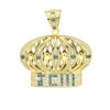 White & Blue Diamond Crown Pendant For Men 14K Yellow Gold 2 White & Blue Diamond Crown Pendant For Men 14K Yellow Gold -H'Hen Sale Store custom made jewelry white blue diamond crown pendant for men in 14k gold mainye