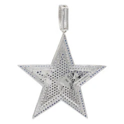 Iced Out Large Star Name Pendant In Sterling Silver For Men -H'Hen Sale Store custom made mens name pendant white blue stones star in sterling silver 100498 back