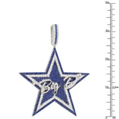 Iced Out Large Star Name Pendant In Sterling Silver For Men -H'Hen Sale Store custom made mens name pendant white blue stones star in sterling silver 100498 ruler