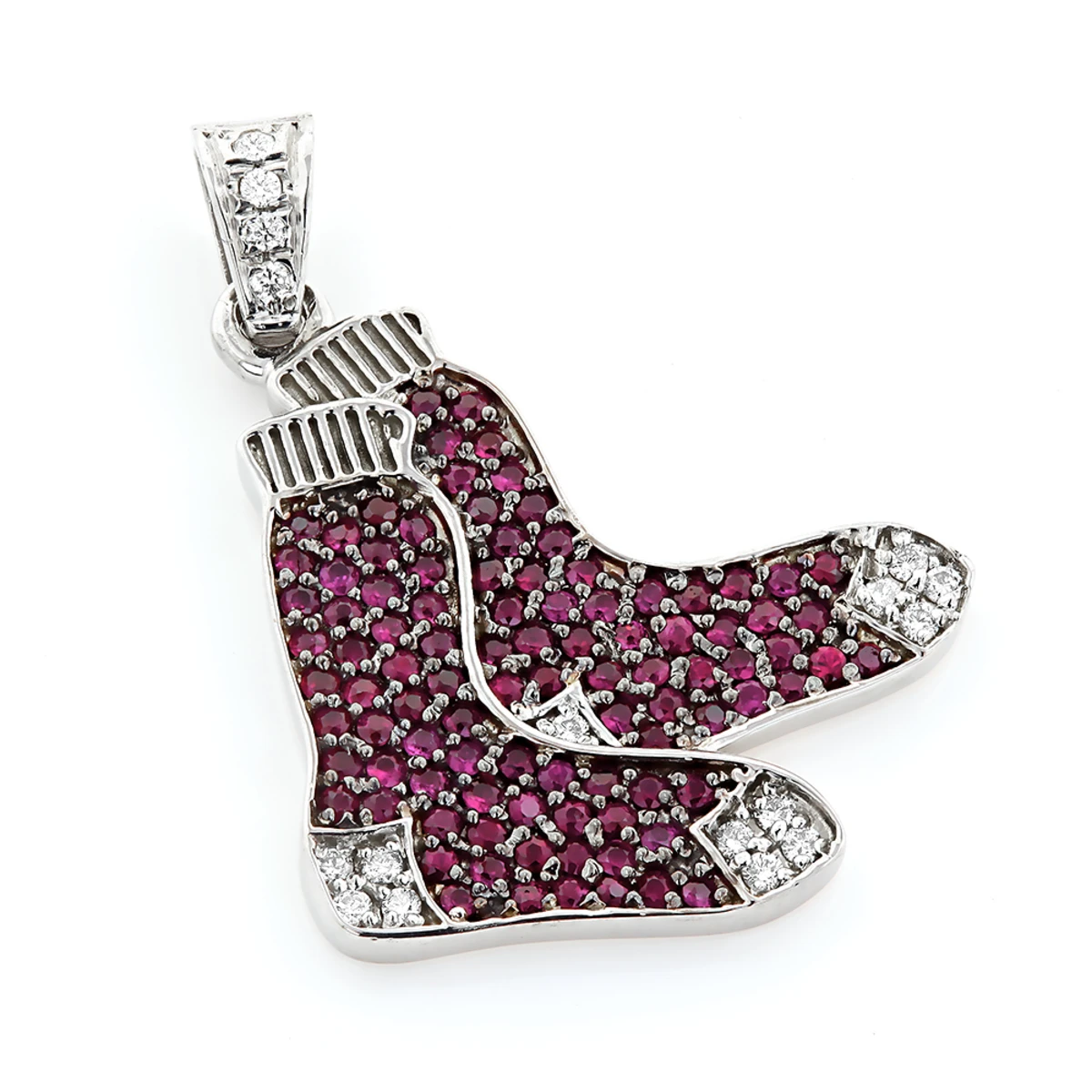 Red Socks Pendant With Diamonds And Rubies 0.3ct 3 Red Socks Pendant With Diamonds And Rubies 0.3ct