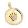 18K Yellow Gold Crown Diamond Pendant Rolex Style Medallion 6ct