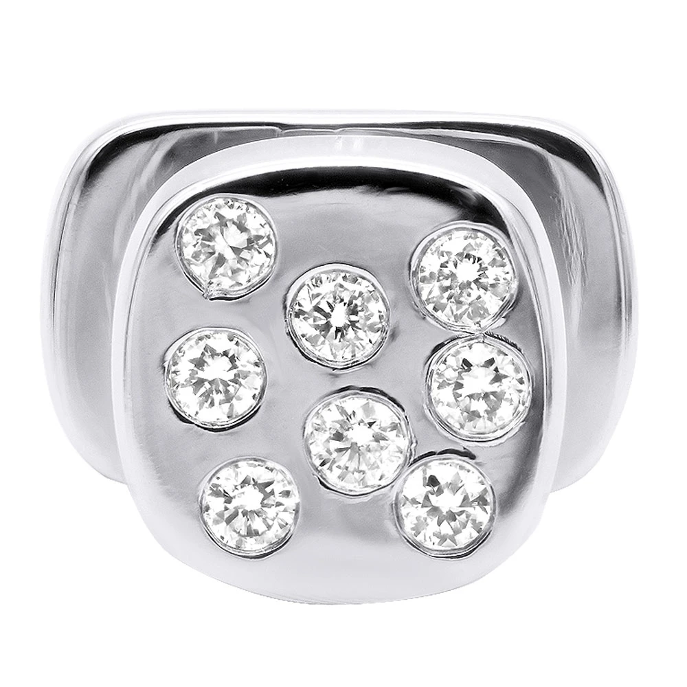 Custom 14K White Gold Shirt Studs With Real Diamonds 3 Custom 14K White Gold Shirt Studs With Real Diamonds