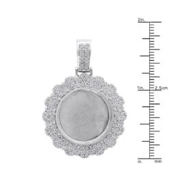Customizable Medallion Diamond Picture Pendant 1.52 Carats 14K White Gold -H'Hen Sale Store customizable photo medallion diamond pendant 152 carats solid 14k gold 804056 ruler white