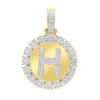 Customizable 14K Yellow Gold Men's Diamond Medallion Initial Pendant 2 Carat