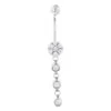 Dangling Belly Button Ring Made Of 14 Karat 14K White Gold 0.75ct