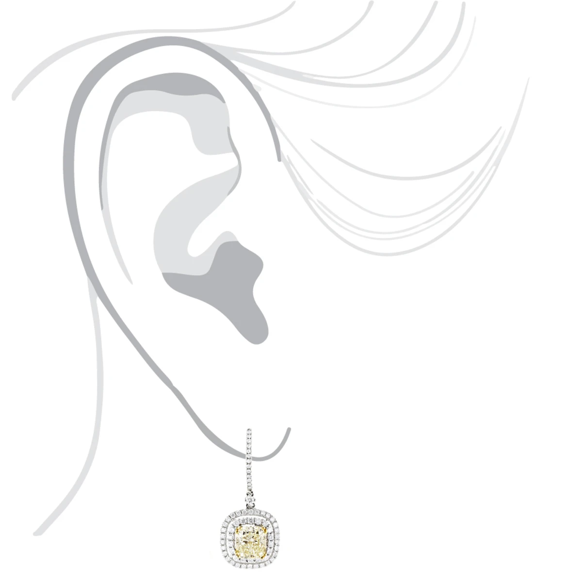 Dangling Designer Diamond Drop Earrings 6.5ct 18K White Gold Yellow Diamonds 7 Dangling Designer Diamond Drop Earrings 6.5ct 18K White Gold Yellow Diamonds - Image 5