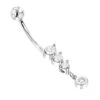 14K White Gold Dangling Diamond Belly Button Ring 0.6ct