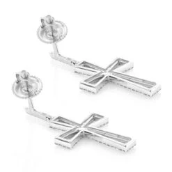 Dangling Diamond Cross Earrings 0.8ct Sterling Silver 8 Dangling Diamond Cross Earrings 0.8ct Sterling Silver -H'Hen Sale Store dangling diamond cross earrings 08ct sterling silverback