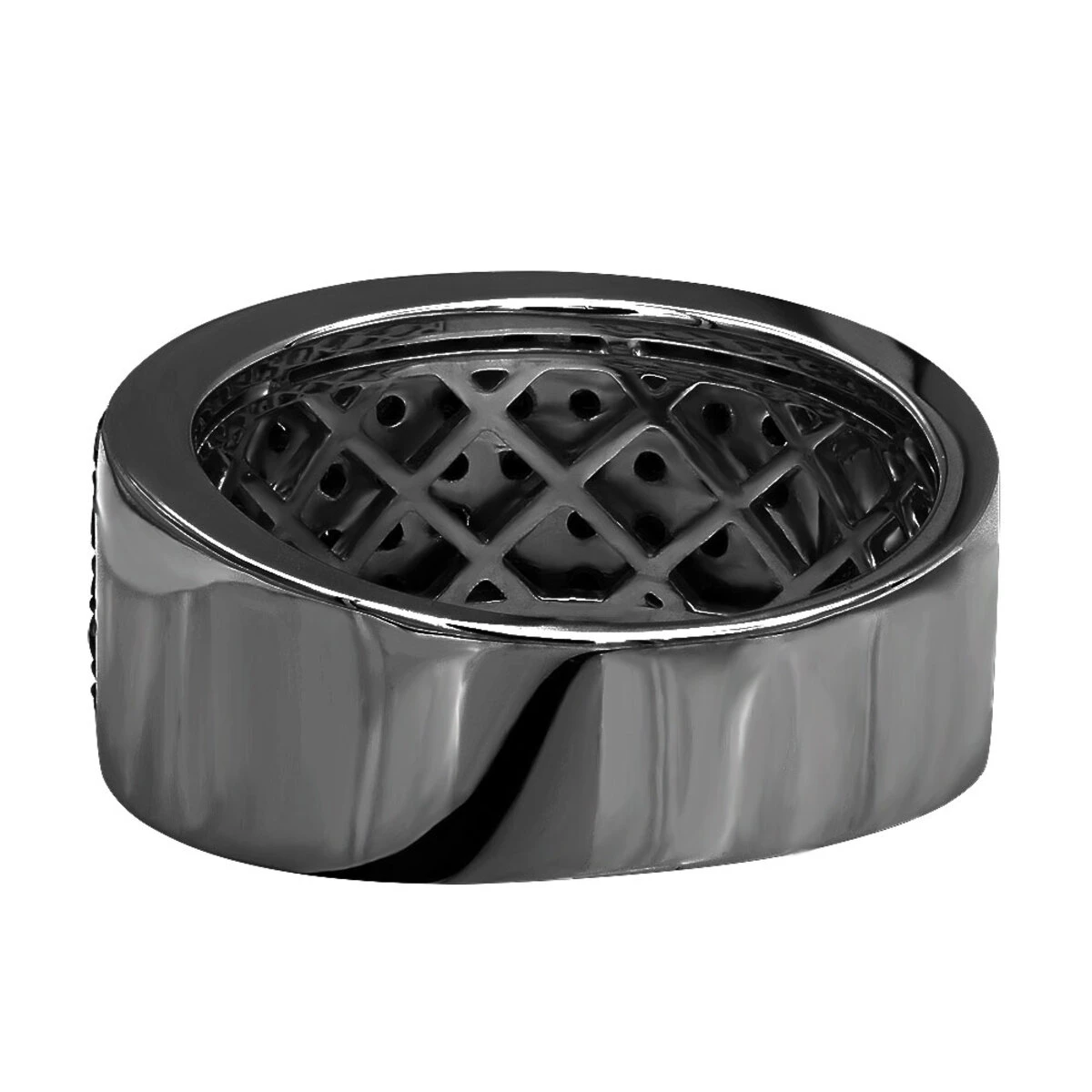 Designer 10K Black Plated Gold Black Diamond Wedding Band For Men 1.67ct Luxurman Ring 10 Designer 10K Black Plated Gold Black Diamond Wedding Band For Men 1.67ct Luxurman Ring - Image 8