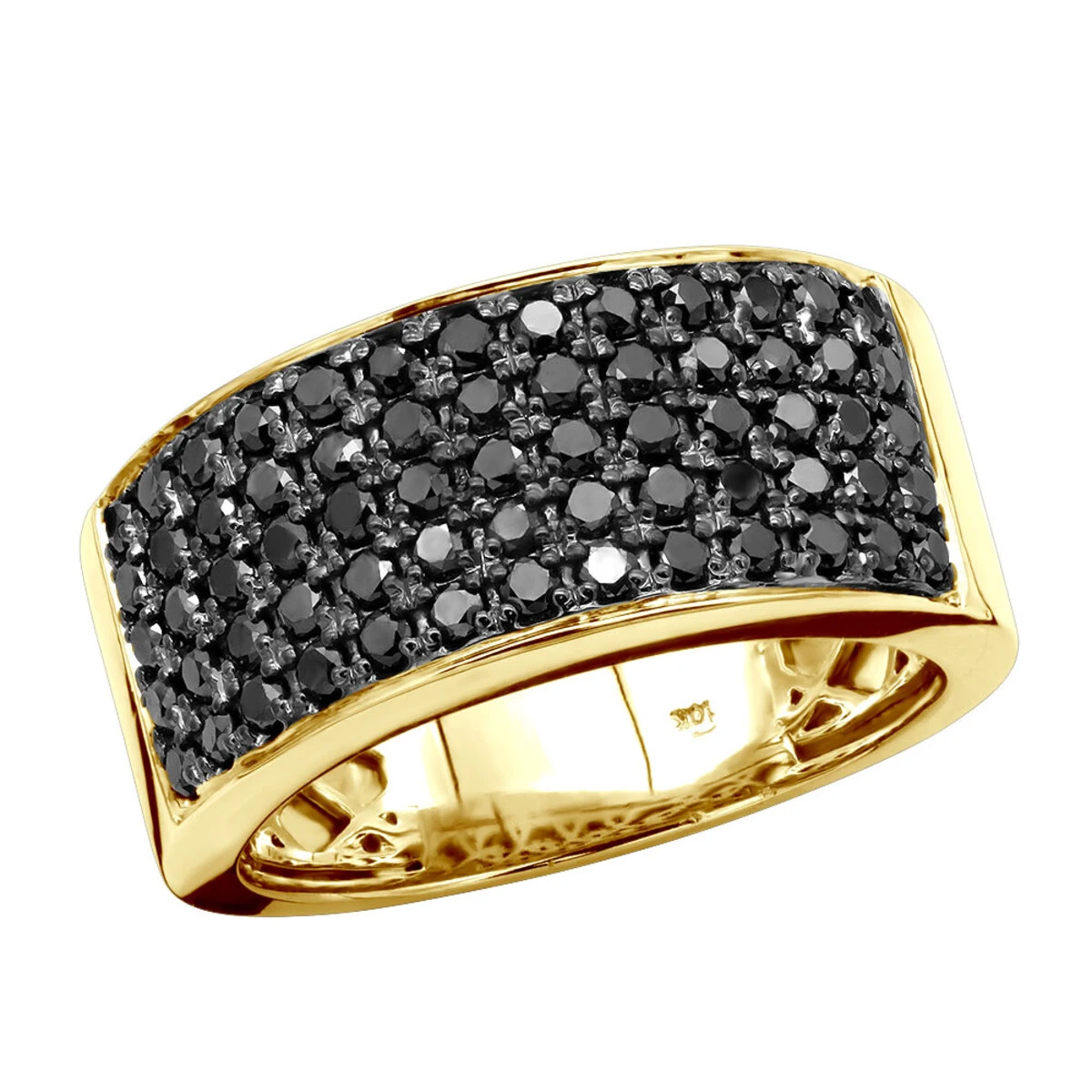 Designer 10K Black Plated Gold Black Diamond Wedding Band For Men 1.67ct Luxurman Ring 4 Designer 10K Black Plated Gold Black Diamond Wedding Band For Men 1.67ct Luxurman Ring - Image 2