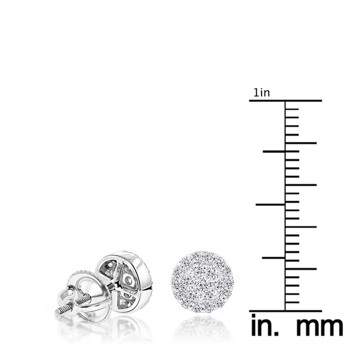 Designer 14K White Gold Cluster Diamond Stud Earrings 0.43ct 7 Designer 14K White Gold Cluster Diamond Stud Earrings 0.43ct - Image 5