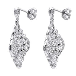 Designer 14K White Gold Diamond Drop Earrings For Women 2.5 Carat Vintage Style -H'Hen Sale Store designer 14k gold diamond drop earrings for women 25 carat vintage style backwh