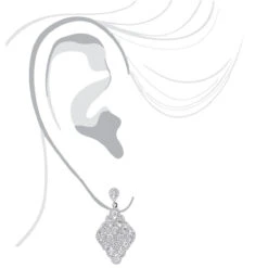 Designer 14K White Gold Diamond Drop Earrings For Women 2.5 Carat Vintage Style -H'Hen Sale Store designer 14k gold diamond drop earrings for women 25 carat vintage style bodwh