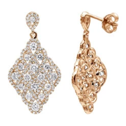 Designer 14K White Gold Diamond Drop Earrings For Women 2.5 Carat Vintage Style -H'Hen Sale Store designer 14k gold diamond drop earrings for women 25 carat vintage style ro