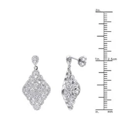 Designer 14K White Gold Diamond Drop Earrings For Women 2.5 Carat Vintage Style -H'Hen Sale Store designer 14k gold diamond drop earrings for women 25 carat vintage style rulerwh
