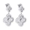 Designer 14K White Gold Diamond Flower Earrings 1.49ct