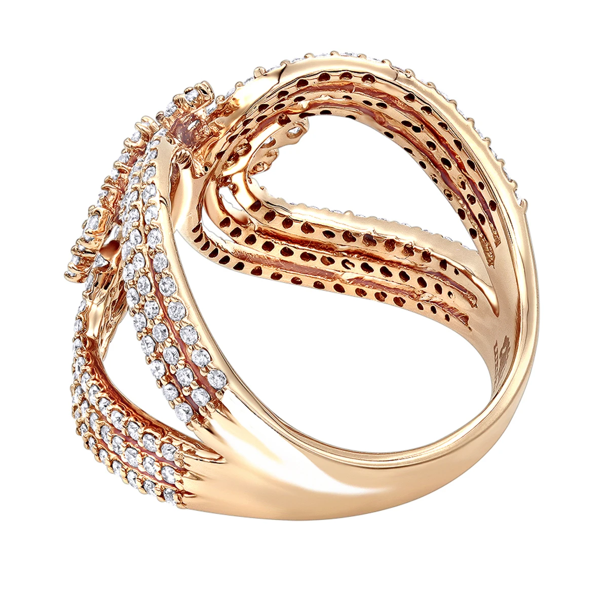 Designer 14K Rose Gold Ladies Diamond Cocktail Ring 1 Carat By Luxurman 6 Designer 14K Rose Gold Ladies Diamond Cocktail Ring 1 Carat By Luxurman - Image 4