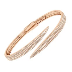 Arrow Design 2 Carat Pave Round Bangle Bracelet For Women 14K Yellow Gold -H'Hen Sale Store designer 14k gold pave diamond bangle bracelet for women arrow design 2ct 803218 ro