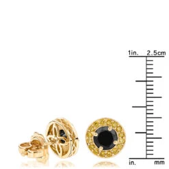 Designer 14K Yellow Gold Yellow Black Diamond Stud Earrings 1.92ct -H'Hen Sale Store designer 14k yellow black diamond stud earrings 192ct p 48235 rulerye