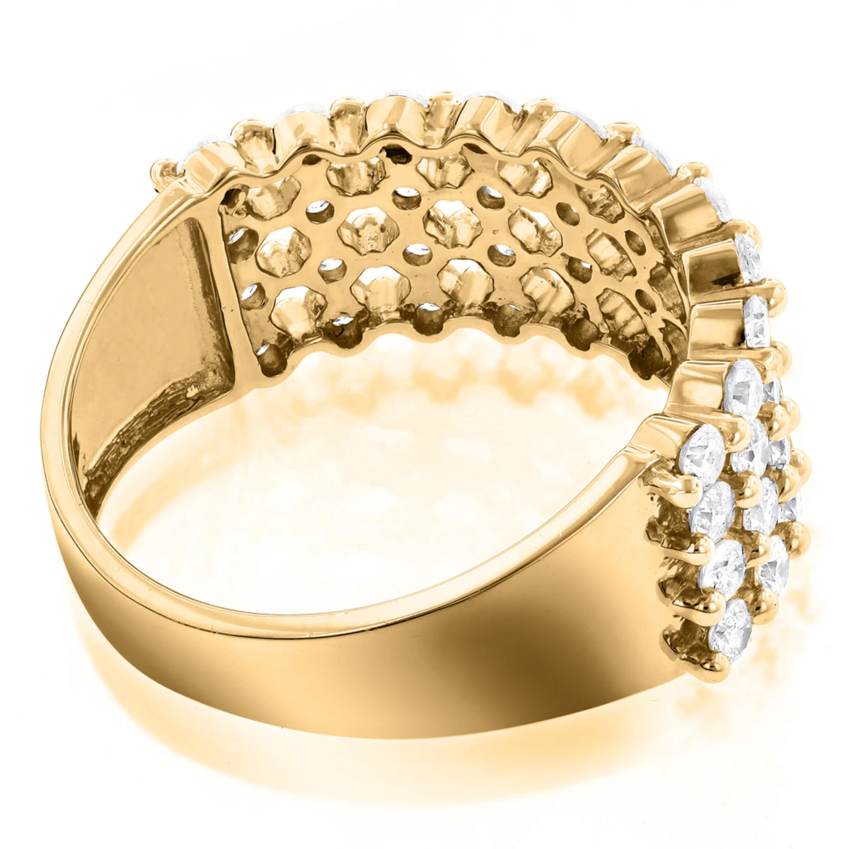 Designer 4 Row Diamond Wedding Band 1.42ct 14K White Gold 7 Designer 4 Row Diamond Wedding Band 1.42ct 14K White Gold - Image 5