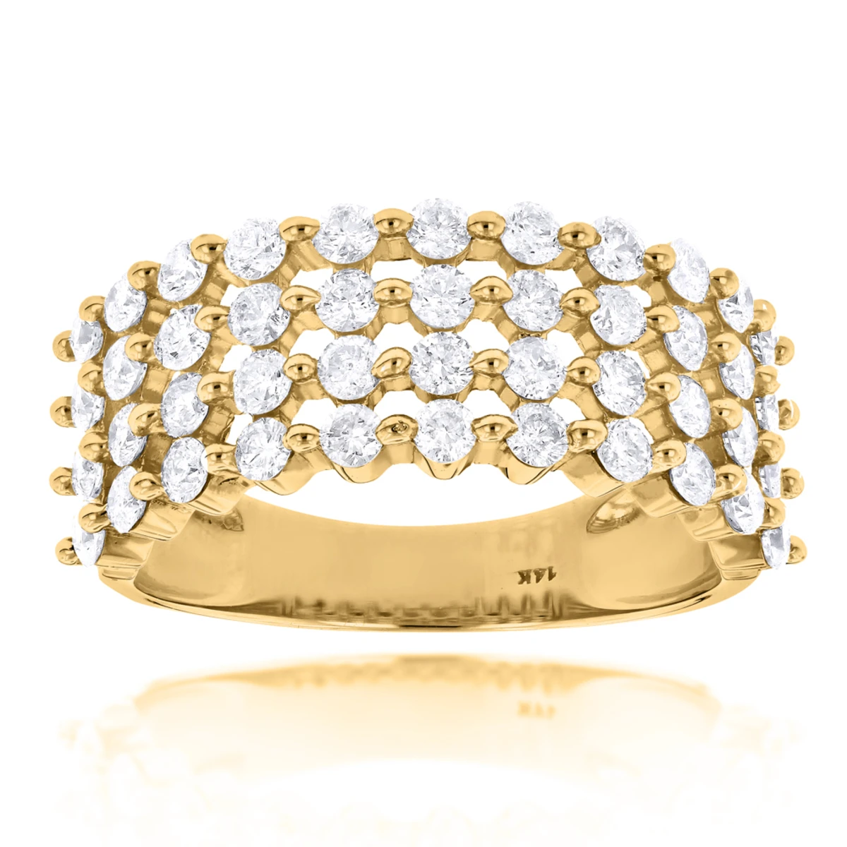 Designer 4 Row Diamond Wedding Band 1.42ct 14K White Gold 4 Designer 4 Row Diamond Wedding Band 1.42ct 14K White Gold - Image 2