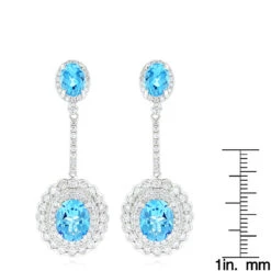 Designer Blue Topaz Diamond Earrings For Women By Luxurman 3.5ct 14K White Gold -H'Hen Sale Store designer blue topaz diamond earrings for women by luxurman 35ct 14k gold rulerwh