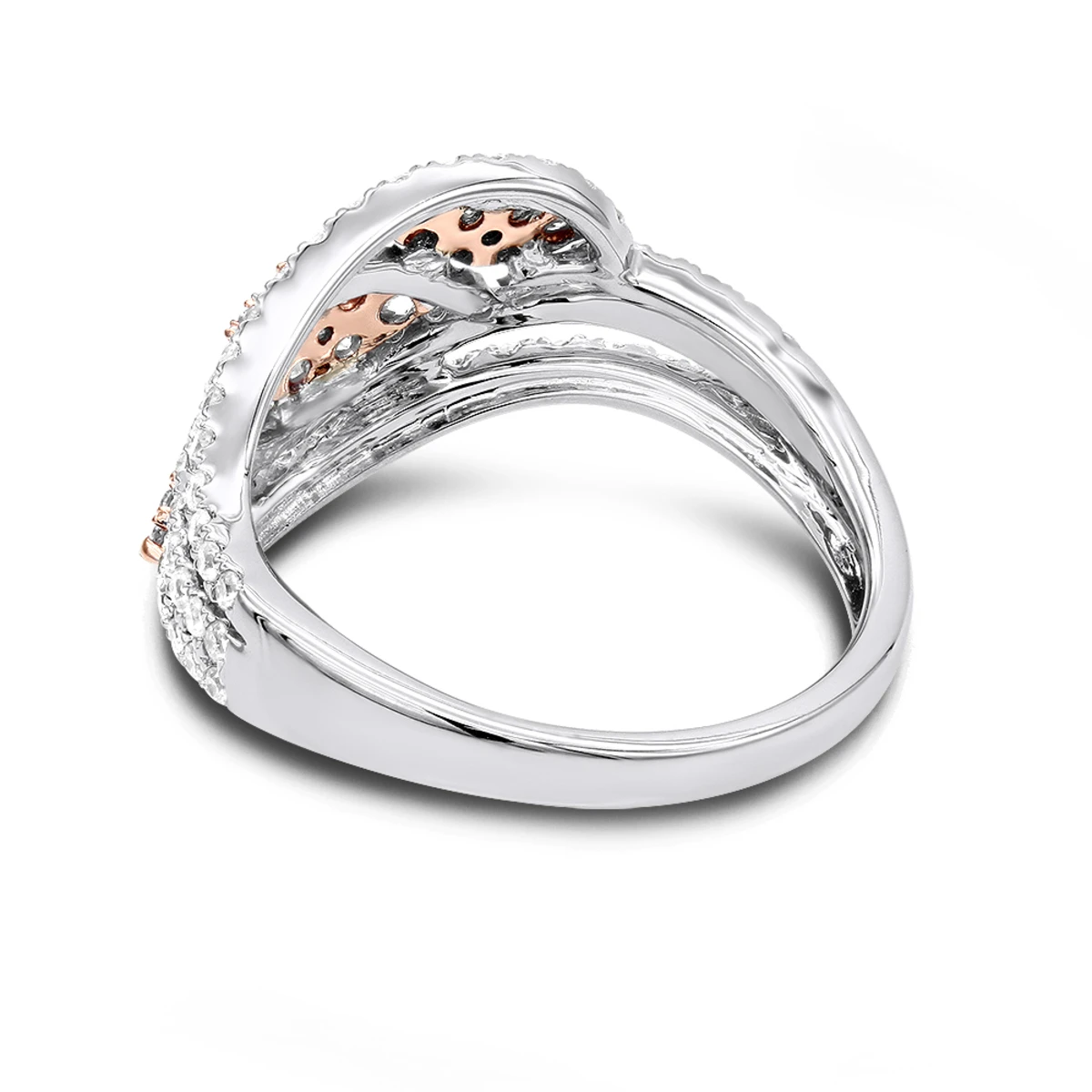 Designer 14K White Gold White Pink Diamond Leafs Cocktail Ring For Women 1c 6 Designer 14K White Gold White Pink Diamond Leafs Cocktail Ring For Women 1c - Image 4