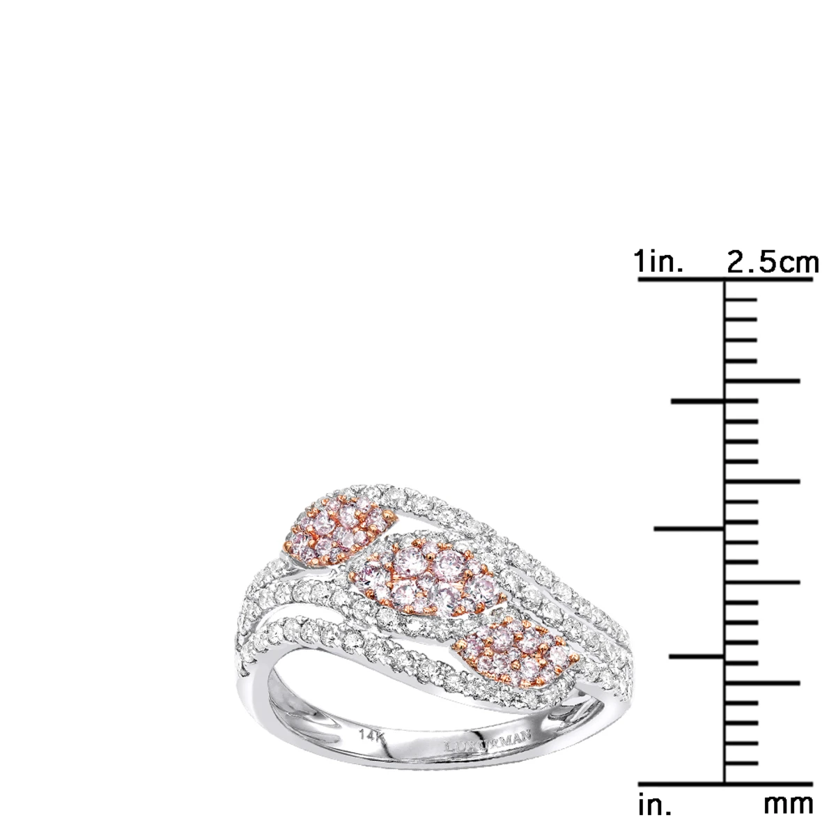 Designer 14K White Gold White Pink Diamond Leafs Cocktail Ring For Women 1c 8 Designer 14K White Gold White Pink Diamond Leafs Cocktail Ring For Women 1c - Image 6