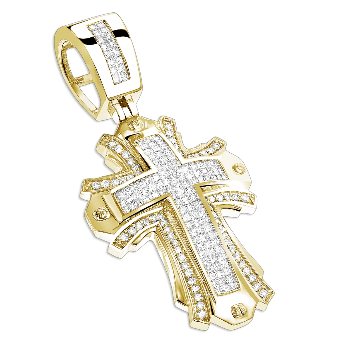 Designer Diamond Cross Pendant 2 Ct 14K White Gold 4 Designer Diamond Cross Pendant 2 Ct 14K White Gold - Image 2