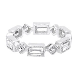 Thin 14K White Gold Princess Cut 3.50ct Diamond Eternity Baguette Band 13 Thin 14K White Gold Princess Cut 3.50ct Diamond Eternity Baguette Band -H'Hen Sale Store designer diamond eternity rings princess cut baguette band 350ct 14k backwh