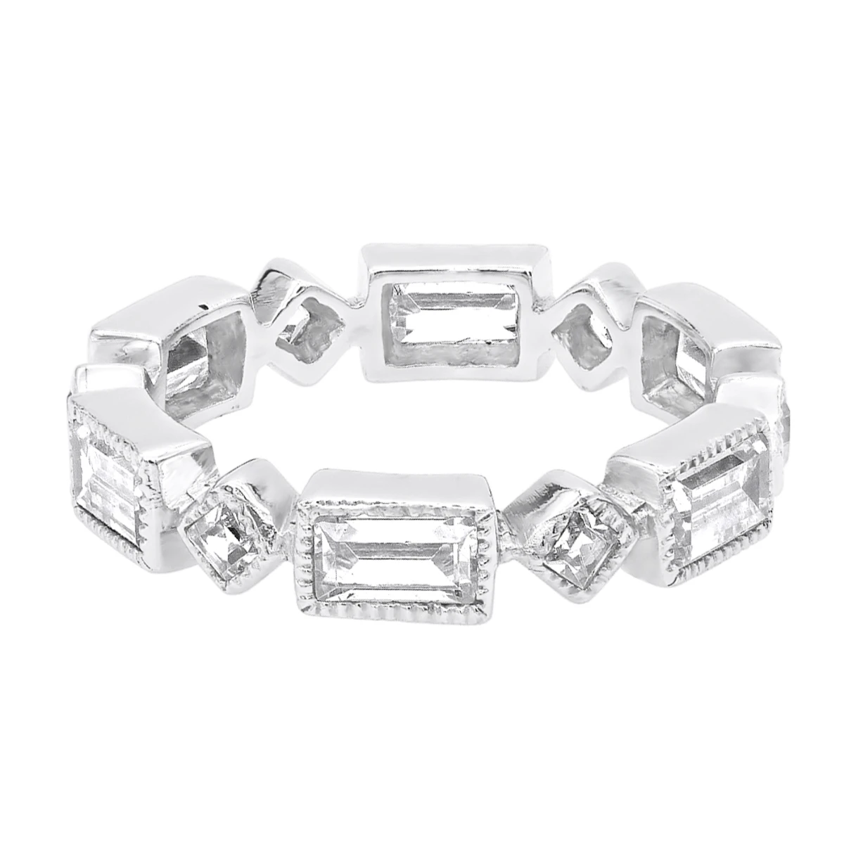 Thin 14K White Gold Princess Cut 3.50ct Diamond Eternity Baguette Band 6 Thin 14K White Gold Princess Cut 3.50ct Diamond Eternity Baguette Band - Image 4