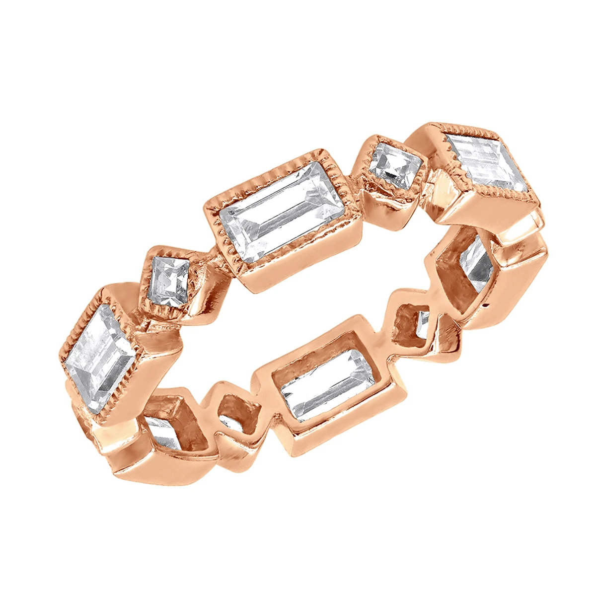 Thin 14K White Gold Princess Cut 3.50ct Diamond Eternity Baguette Band 5 Thin 14K White Gold Princess Cut 3.50ct Diamond Eternity Baguette Band - Image 3