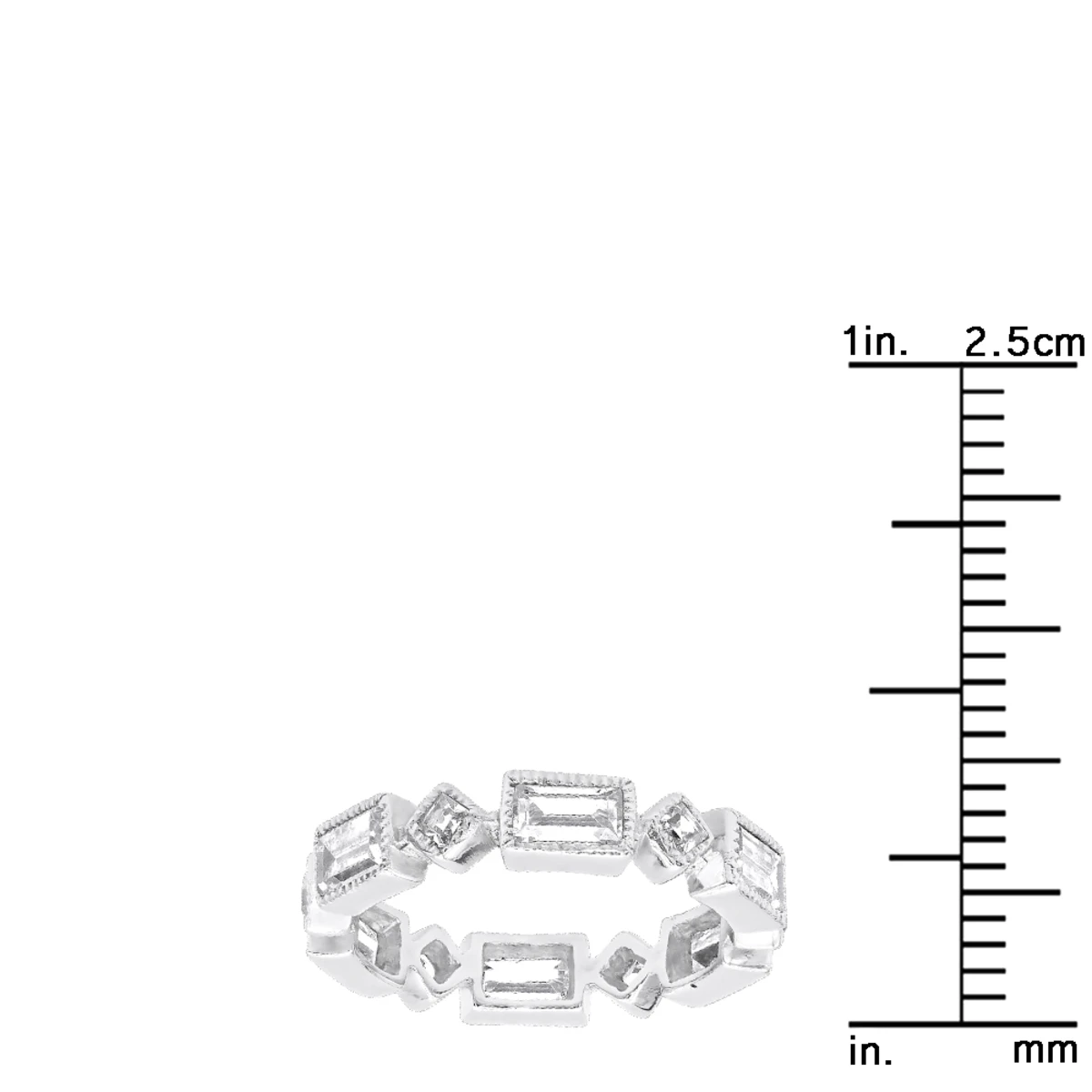 Thin 14K White Gold Princess Cut 3.50ct Diamond Eternity Baguette Band 10 Thin 14K White Gold Princess Cut 3.50ct Diamond Eternity Baguette Band - Image 8
