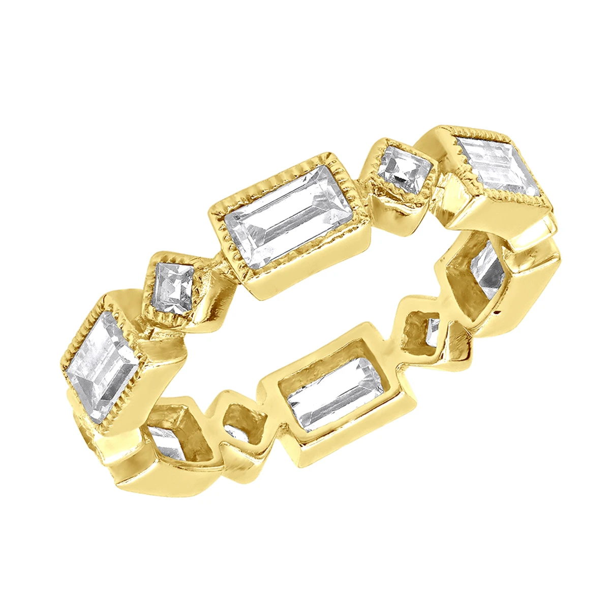 Thin 14K White Gold Princess Cut 3.50ct Diamond Eternity Baguette Band 4 Thin 14K White Gold Princess Cut 3.50ct Diamond Eternity Baguette Band - Image 2