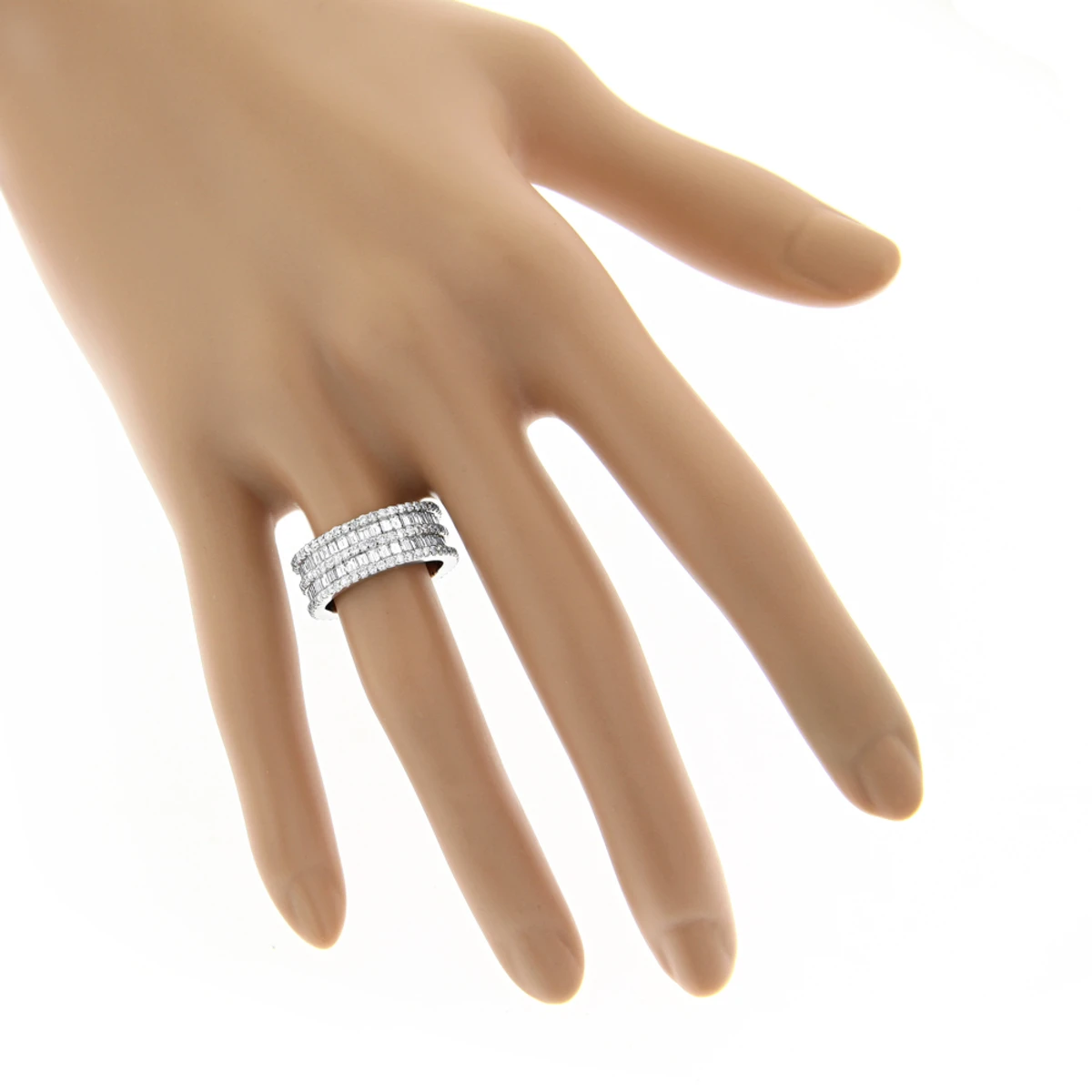 Designer 4.5 Carat Round Baguette Diamonds Eternity Band 14K White Gold 6 Designer 4.5 Carat Round Baguette Diamonds Eternity Band 14K White Gold - Image 4