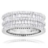 Designer 4.5 Carat Round Baguette Diamonds Eternity Band 14K White Gold