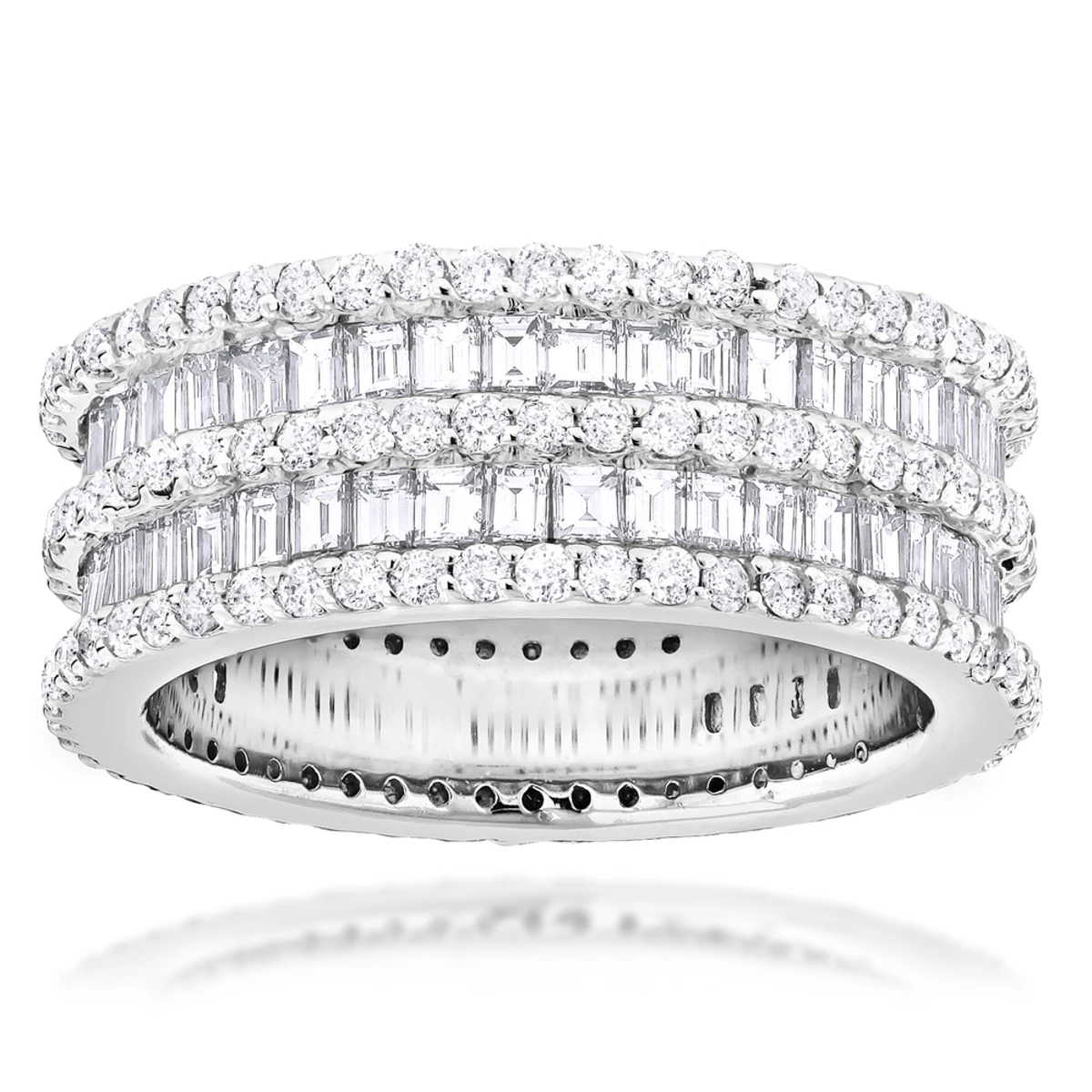 Designer 4.5 Carat Round Baguette Diamonds Eternity Band 14K White Gold 3 Designer 4.5 Carat Round Baguette Diamonds Eternity Band 14K White Gold