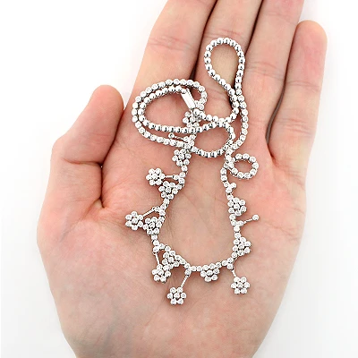 Designer Diamond Flower Necklace 3.25ct 14K White Gold 5 Designer Diamond Flower Necklace 3.25ct 14K White Gold - Image 3