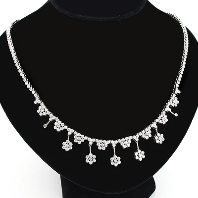 Designer Diamond Flower Necklace 3.25ct 14K White Gold 6 Designer Diamond Flower Necklace 3.25ct 14K White Gold - Image 4