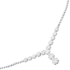 18K White Gold Designer Diamond Flower Necklace For Women 7.10ct