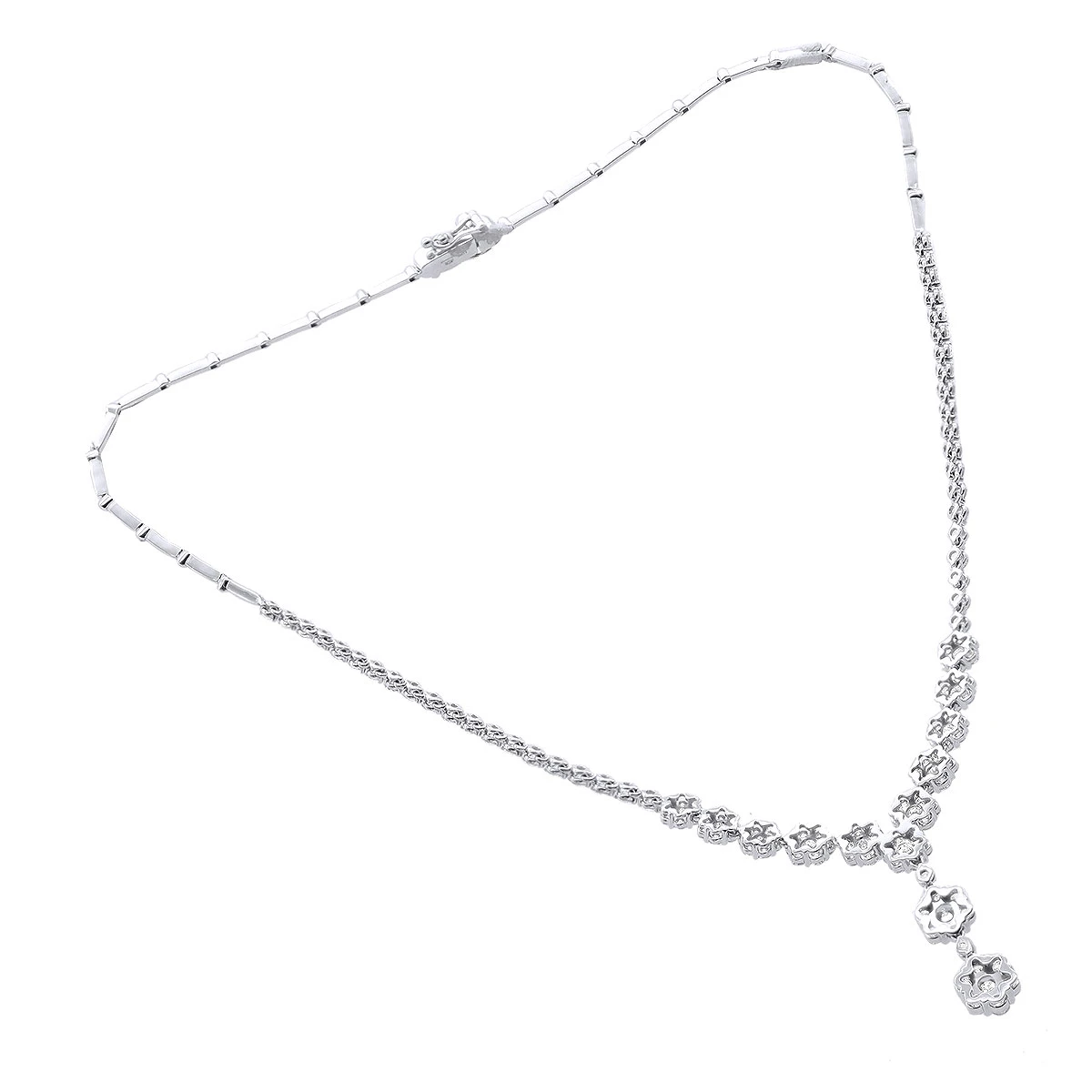 18K White Gold Designer Diamond Flower Necklace For Women 7.10ct 6 18K White Gold Designer Diamond Flower Necklace For Women 7.10ct - Image 4