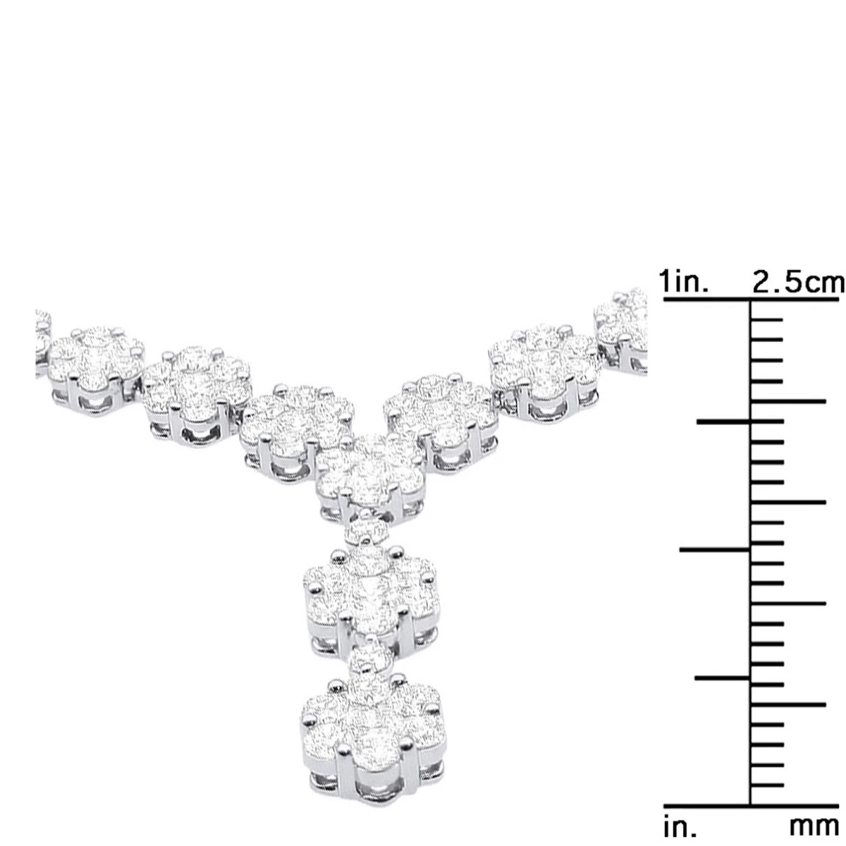 18K White Gold Designer Diamond Flower Necklace For Women 7.10ct 10 18K White Gold Designer Diamond Flower Necklace For Women 7.10ct - Image 8