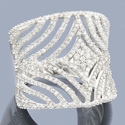 Designer 14K White Gold Cut-Out Diamond Ring 1.40 3 Designer 14K White Gold Cut-Out Diamond Ring 1.40