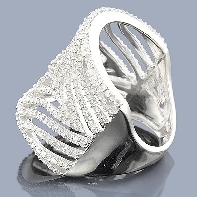 Designer 14K White Gold Cut-Out Diamond Ring 1.40 4 Designer 14K White Gold Cut-Out Diamond Ring 1.40 - Image 2