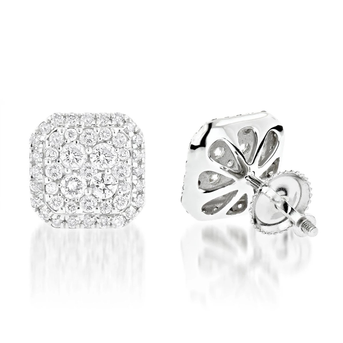 Designer Diamond Stud Earrings 1.21ct 14K White Gold 3 Designer Diamond Stud Earrings 1.21ct 14K White Gold
