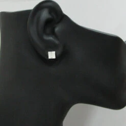 Square Diamond Stud Earrings For Men And Women 14K White Gold 1.2ct Pave Diamonds -H'Hen Sale Store designer diamond stud earrings 14k 128ct p 44646bod