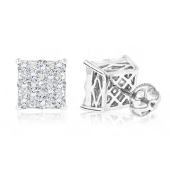 Designer Diamond Stud Earrings For Less 1.75ct 14K White Gold
