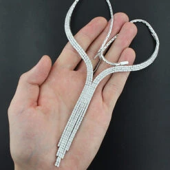 Designer Diamond Tassle Necklace 11.70ct 18K White Gold -H'Hen Sale Store designer diamond tassle necklace 1170ct 18k gold 4