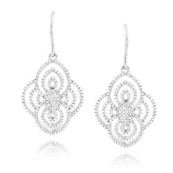 Designer Drop Diamond Earrings For Women 0.6ct 14K White Gold